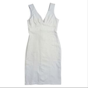 Vijo Couture Plunge V Neck Bodycon White Knee Length Party Event Dress